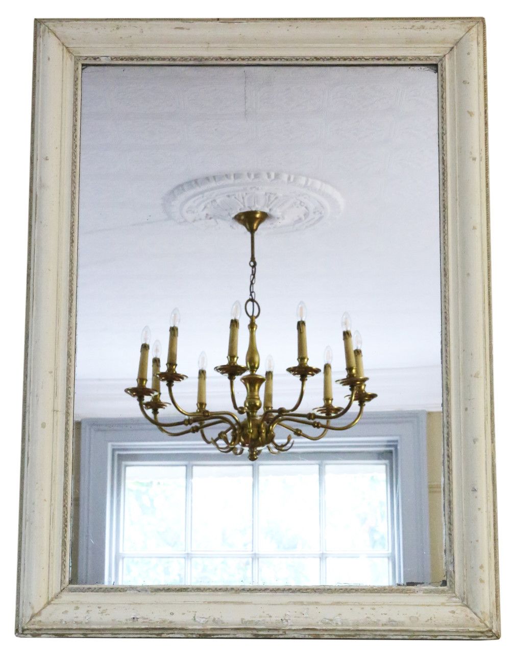 Antique Large Quality Painted Wall Or Overmantle Mirror 19th Century