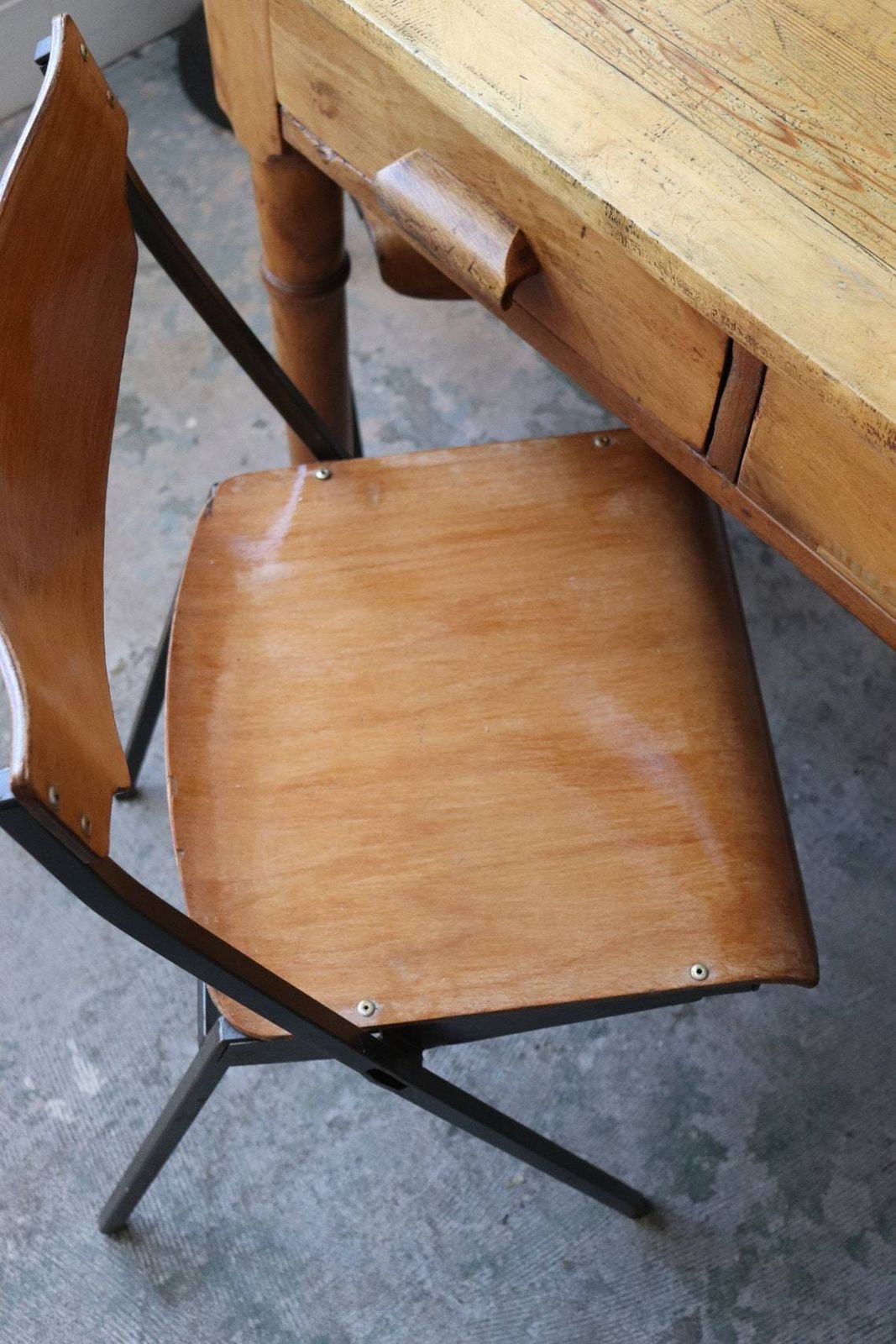 Great Set Of Four Mid Century French Stacking Chairs photo for sale