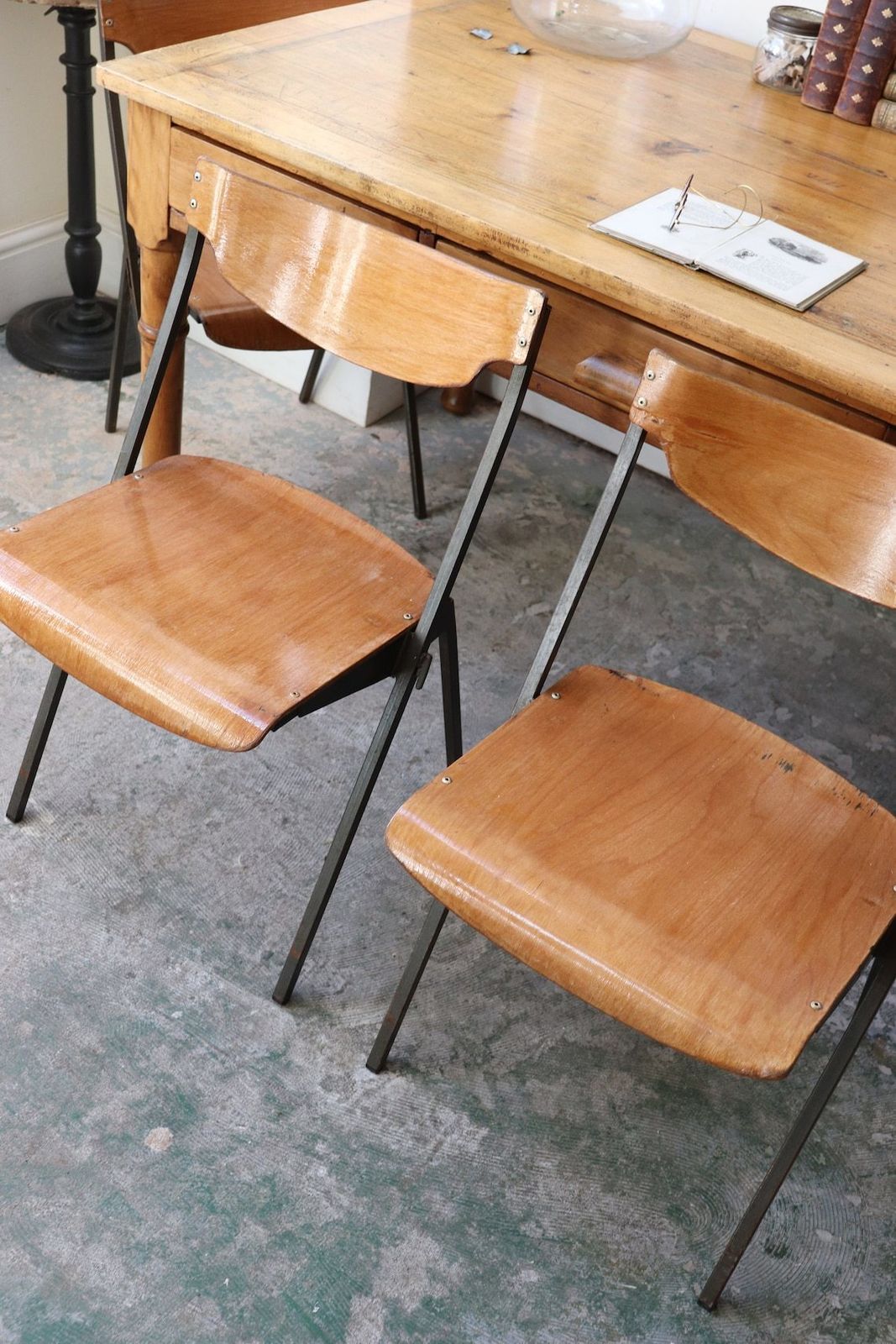 Great Set Of Four Mid Century French Stacking Chairs photo 600.0