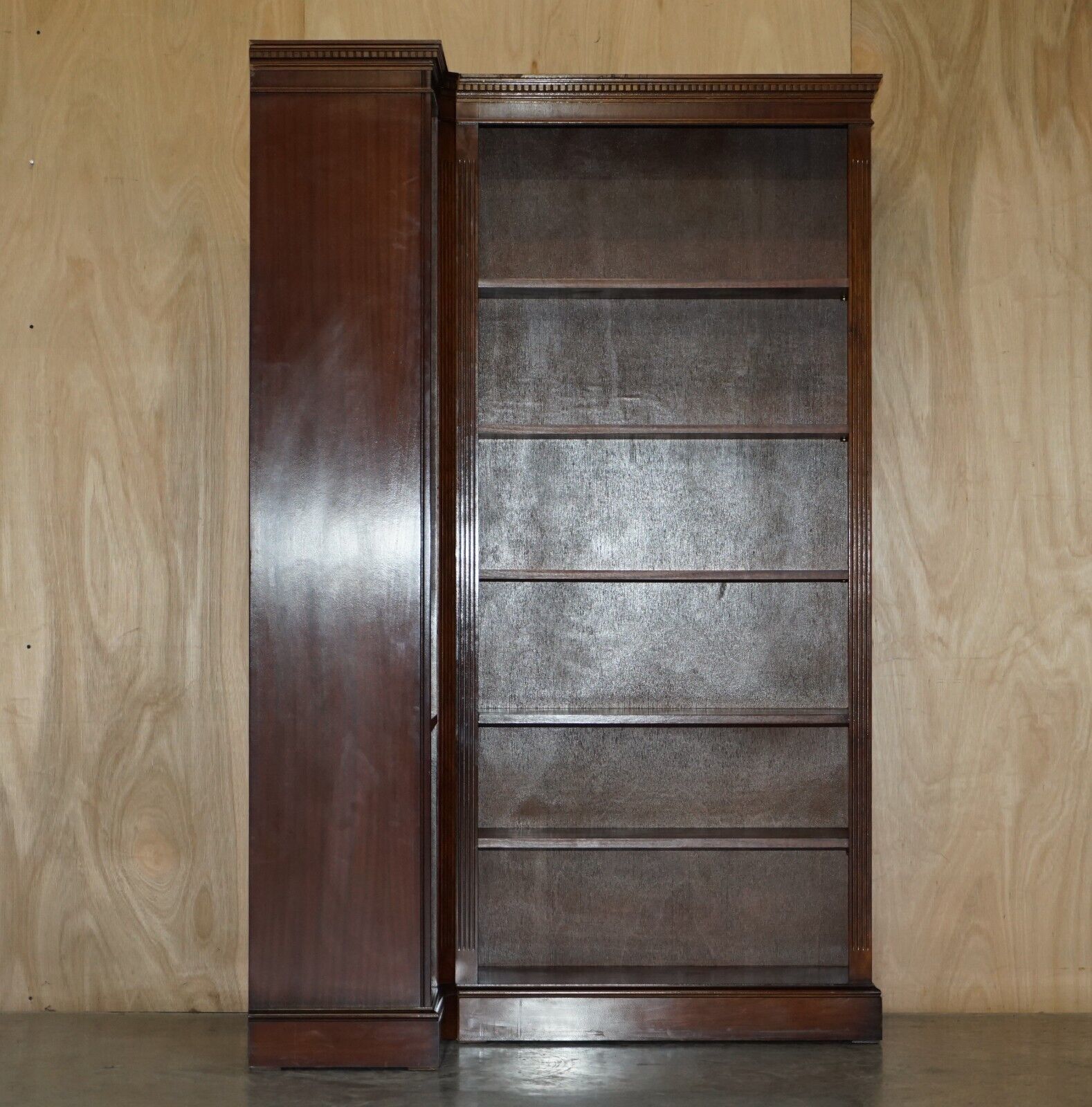 Lovely 2 Piece Flamed Mahogany Open Library Bookcase Part Of A Paired Suite photo furniture