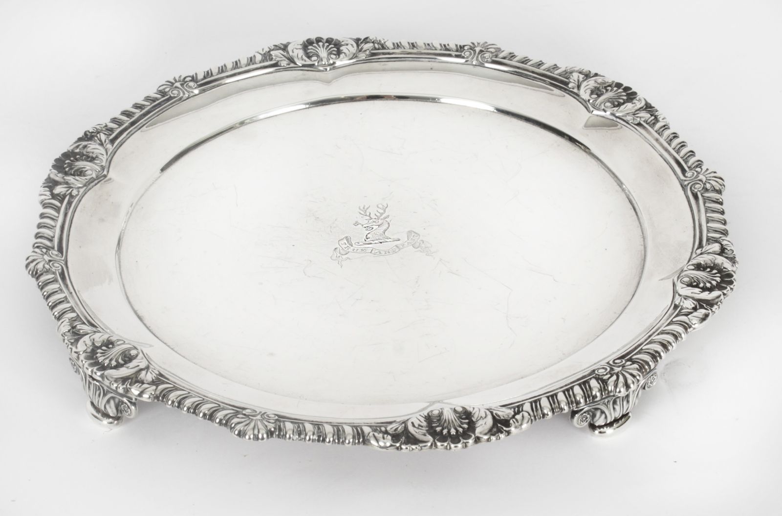 Antique Paul Storr George III Sterling Silver Salver 1811 19th Century photo furniture