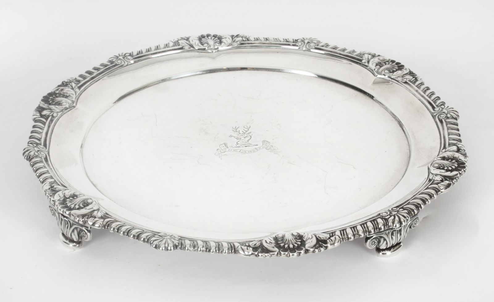 Antique Paul Storr George III Sterling Silver Salver 1811 19th Century photo for sale