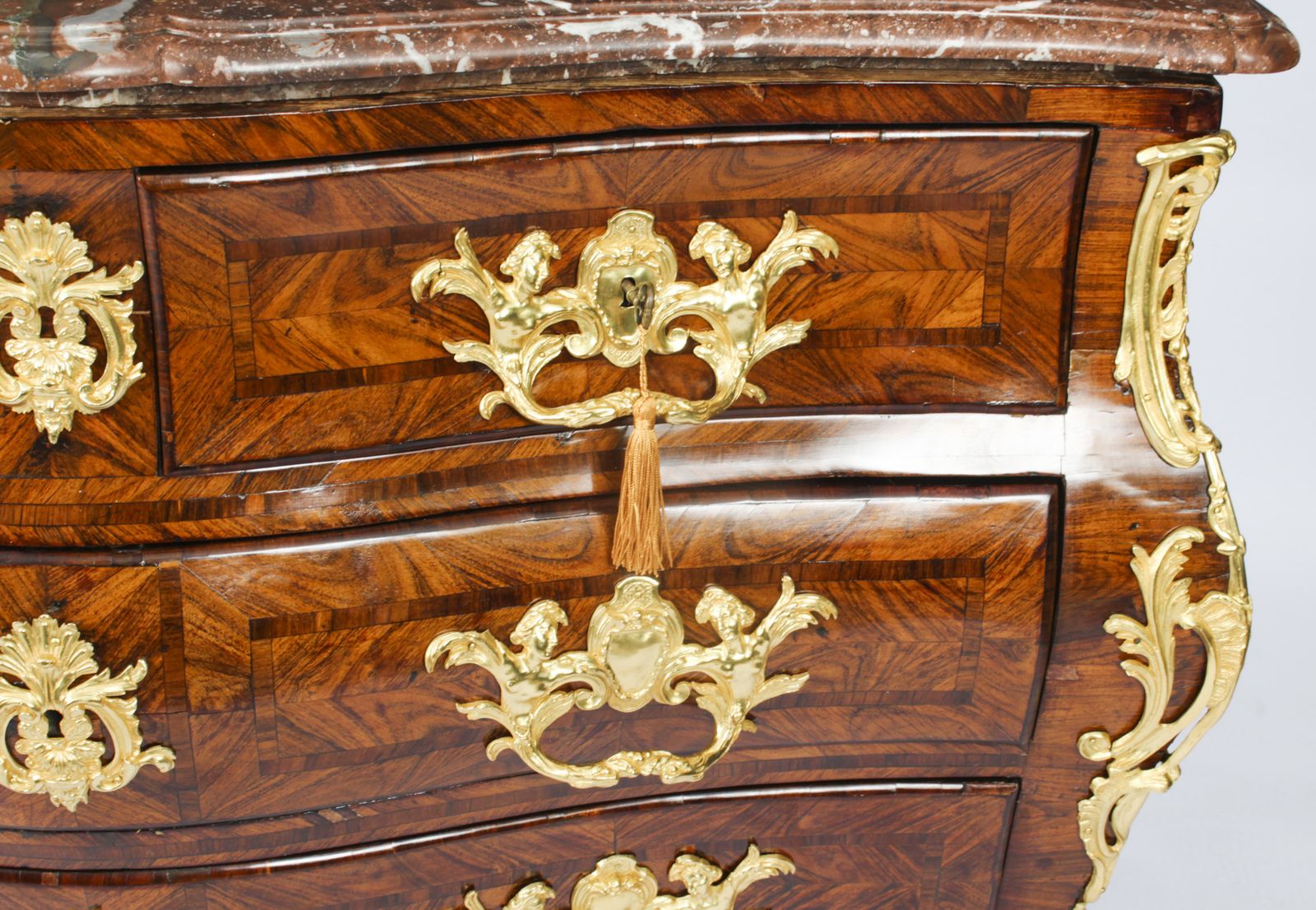 Antique French Régence Kingwood Ormolu Mounted Commode Circa 1720 18th C photo vintage