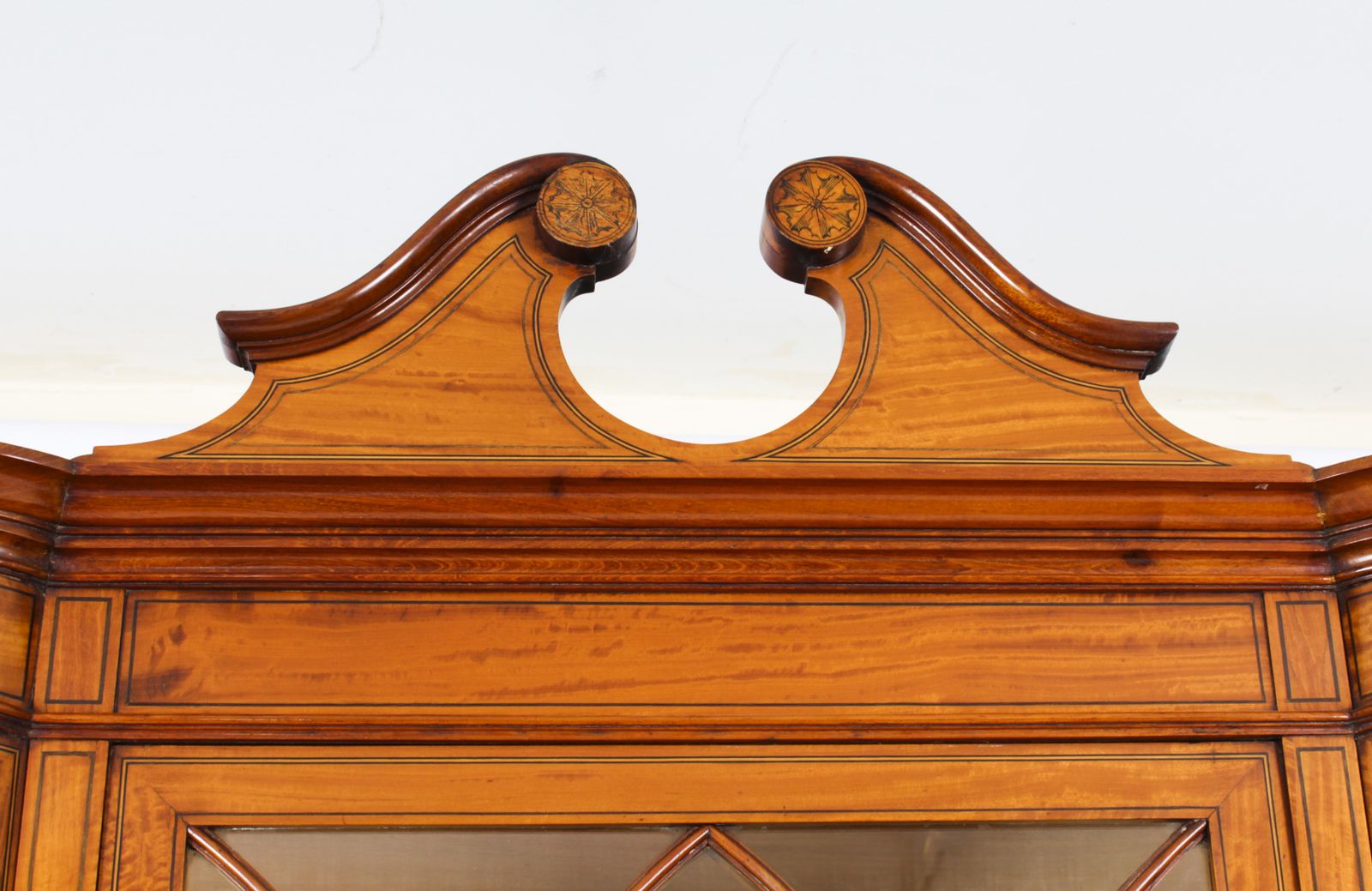 Edwardian Serpentine Satinwood Inlaid Display Cabinet 19th C photo Furniture