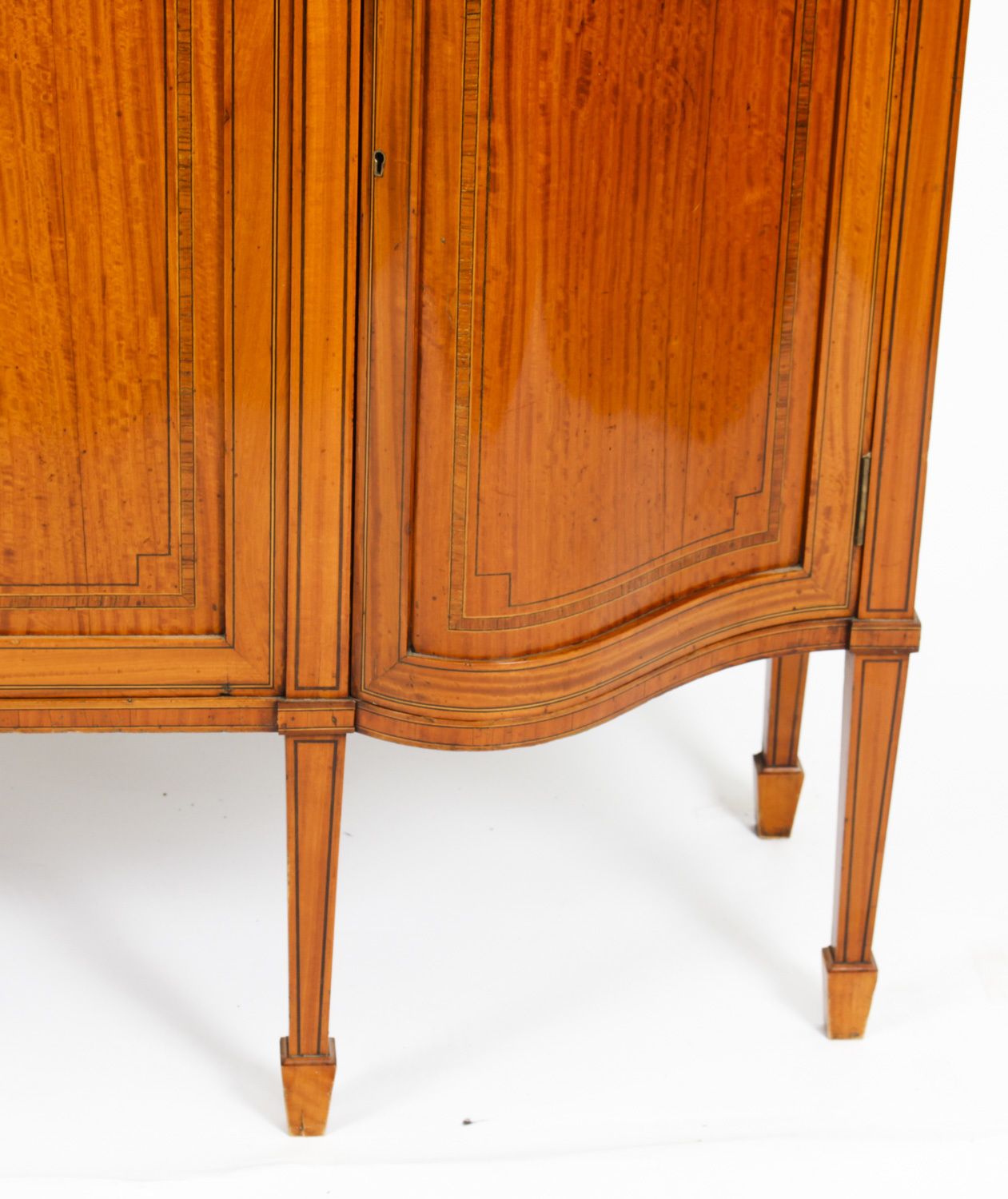 Edwardian Serpentine Satinwood Inlaid Display Cabinet 19th C photo 2950.0