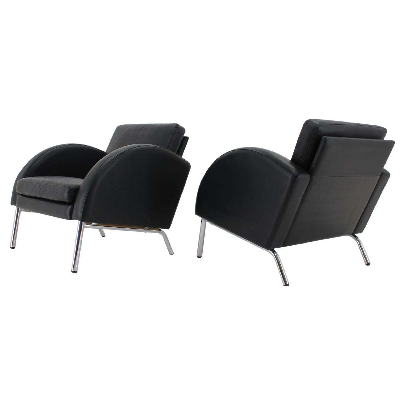 1970s Pair Of Leather Armchairs ,Czechoslovakia