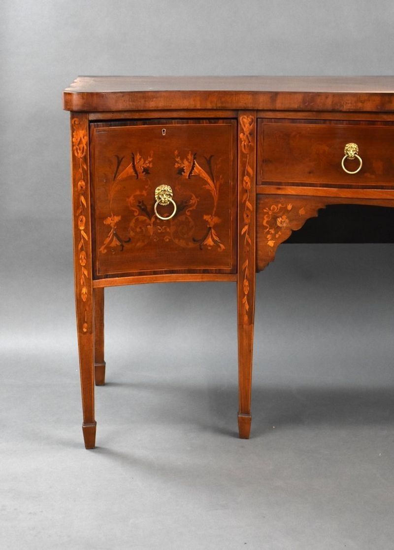 Edwardian Mahogany Inlaid Serpentine Sideboard photo furniture