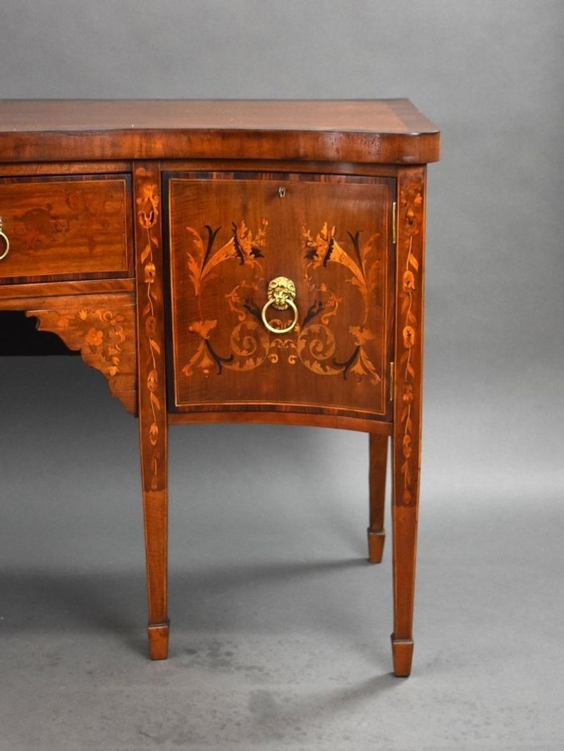 Edwardian Mahogany Inlaid Serpentine Sideboard photo Furniture