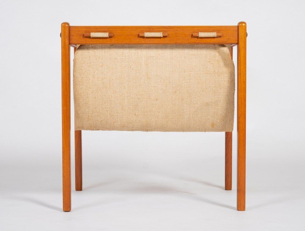 Mid Century Magazine Rack In Teak With Canvas By Brdr. Furbo For Spøttrup, 1960s photo furniture