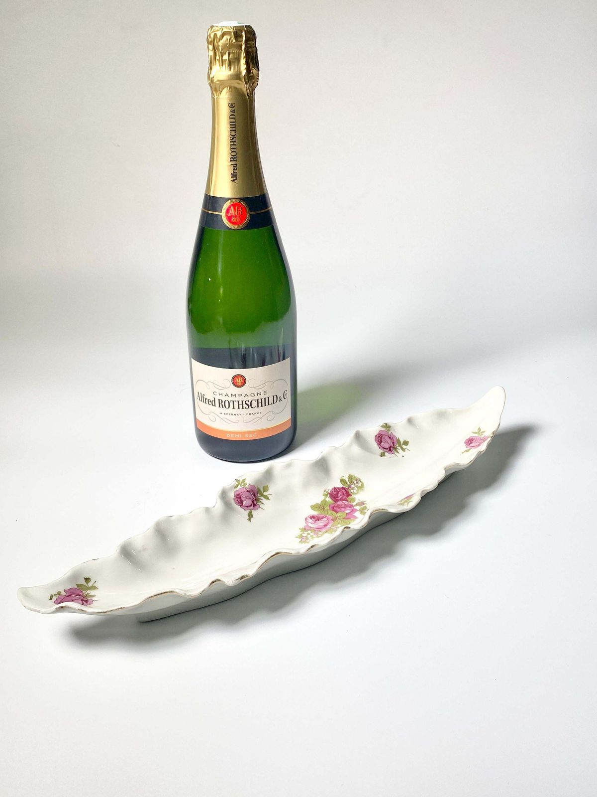 Porcelain Dish From Limoges With Rose Flowers From France 1970