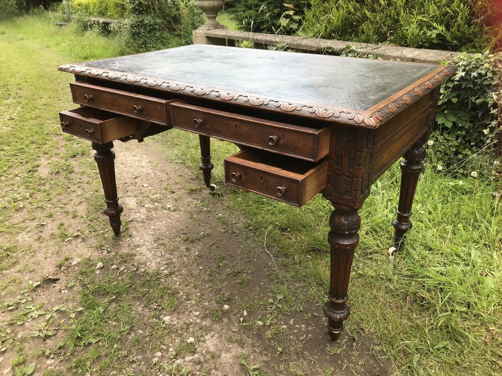 Fine Victorian Carved Writing Desk By Nelson London 1875 photo 1695.0
