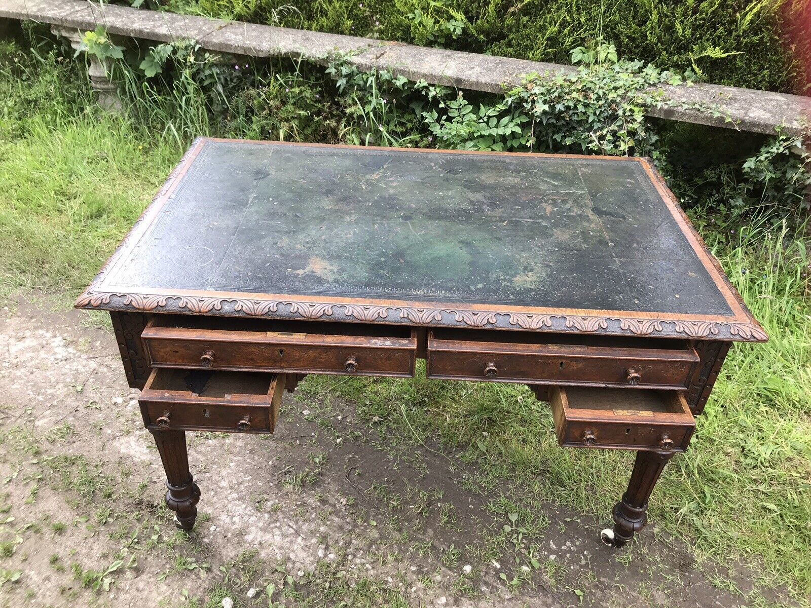 photo for sale Fine Victorian Carved Writing Desk By Nelson London 1875