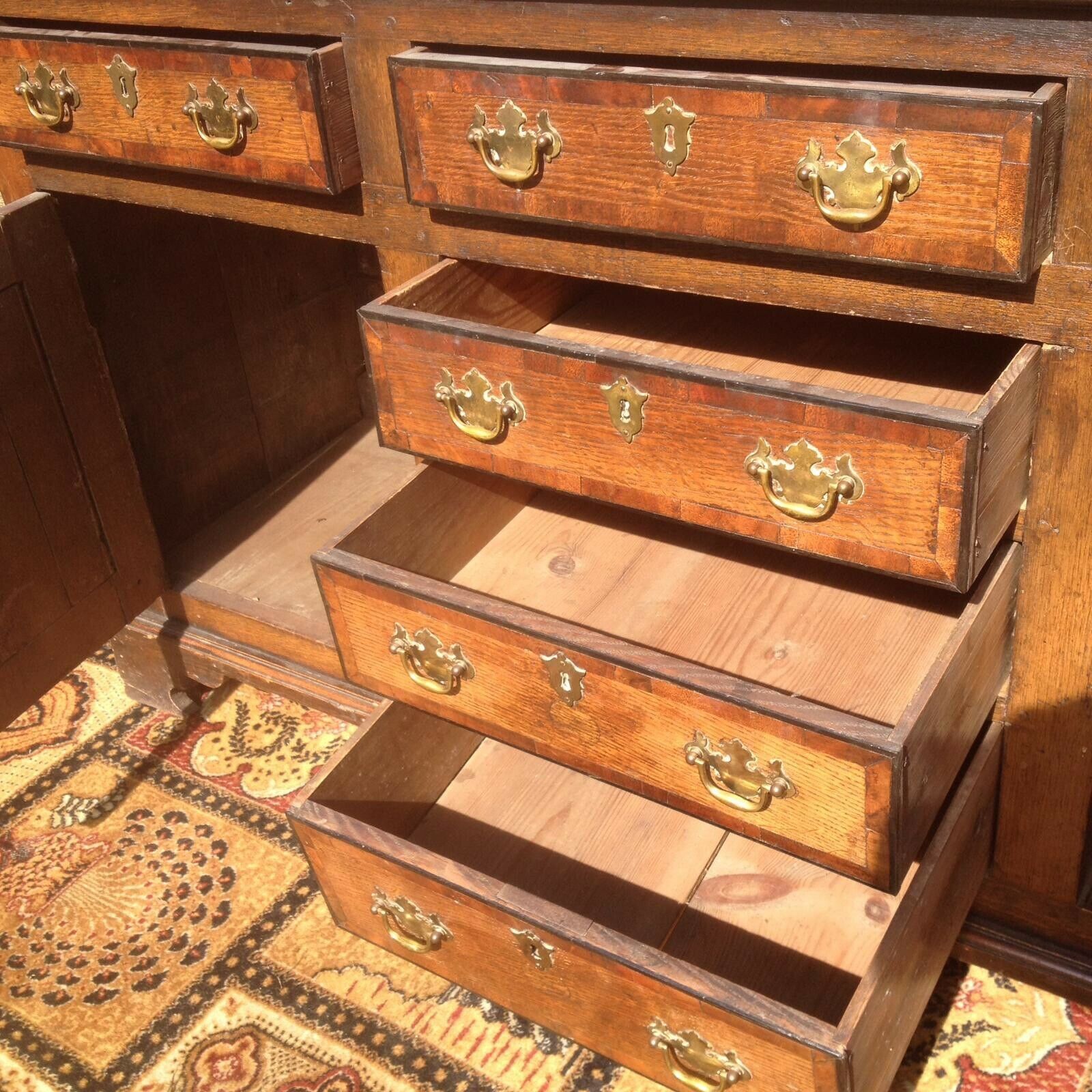 18th Century Period Oak Lancashire Dresser Complete With Pewter Collection photo Furniture