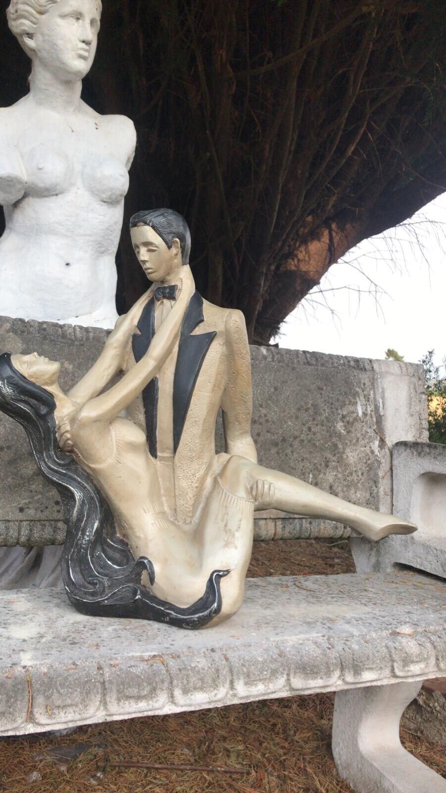 Large Figurative Art Deco Sculpture Of Male/Female Couple Charleston Dancers photo furniture