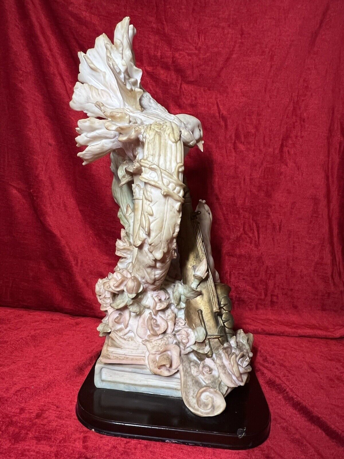 photo furniture Large Italianate Romantic Turtle Doves Musical Showpiece On Wood Plinth Signed