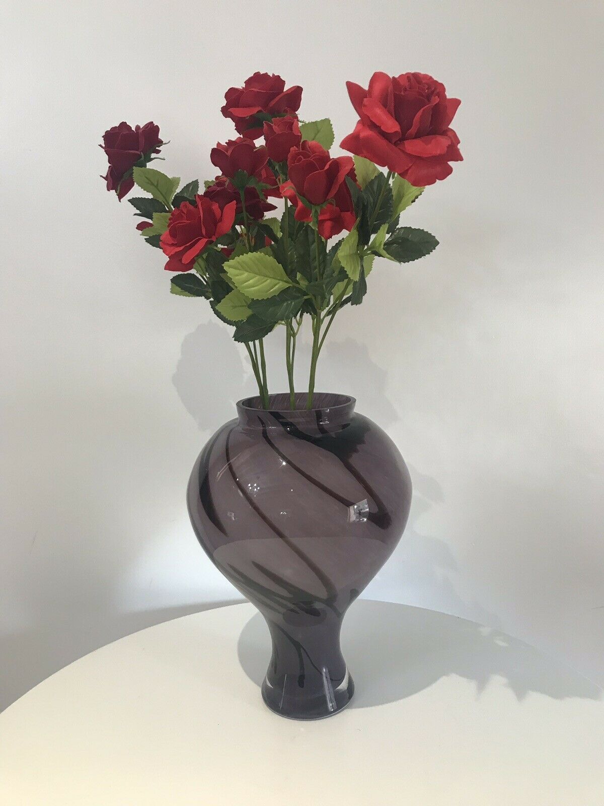 Stunning Large Murano Glass Vase With Purple Haze Design photo for sale
