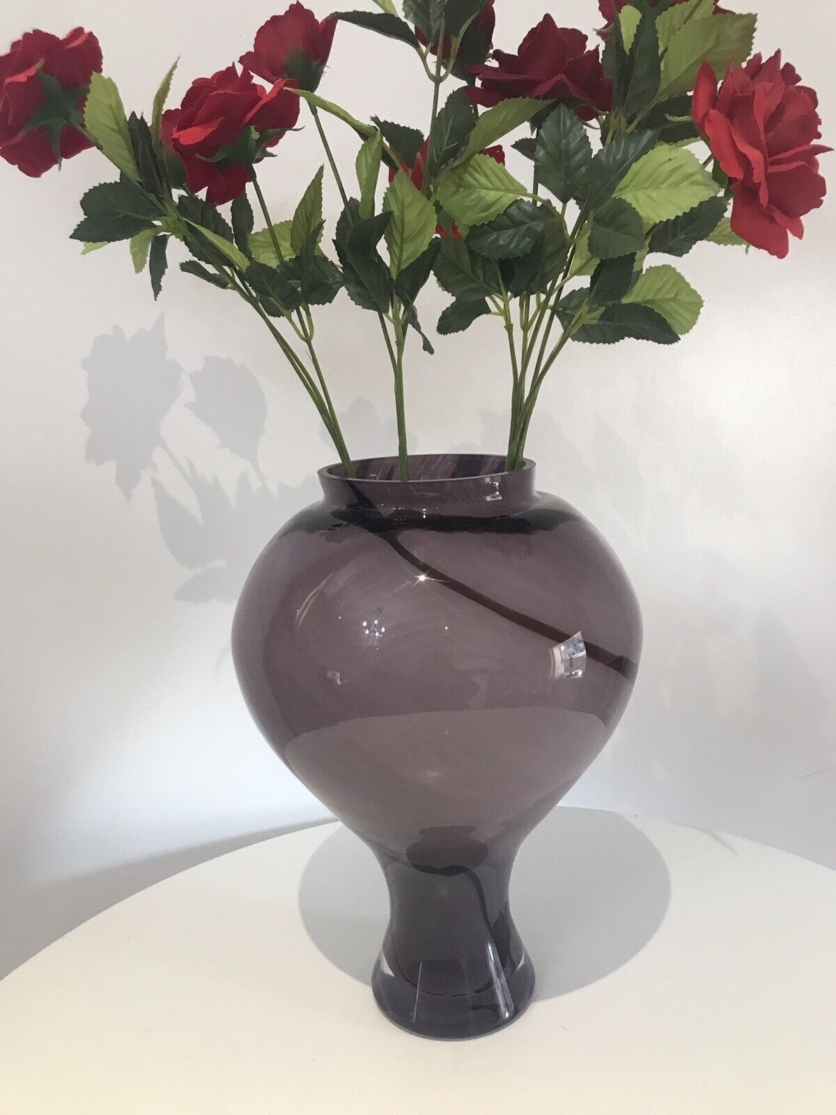 130.0 Stunning Large Murano Glass Vase With Purple Haze Design photo