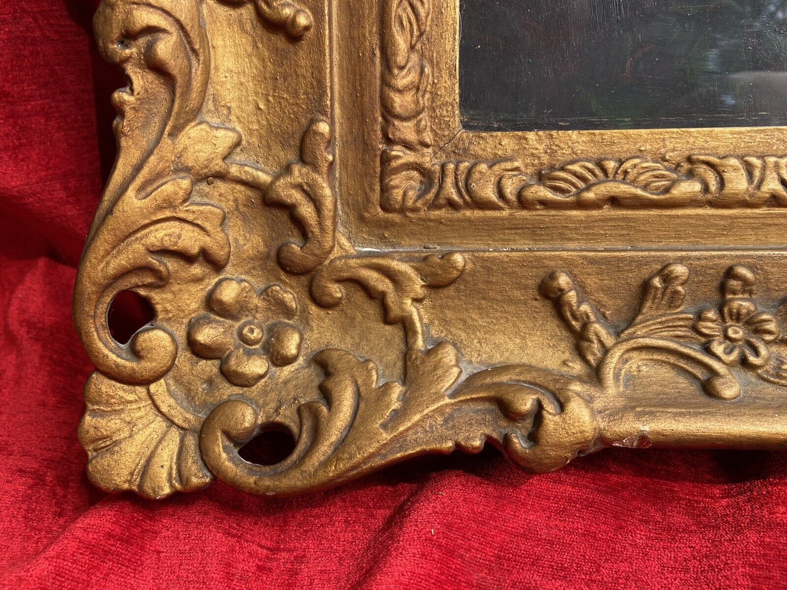 Art Beautiful Fine Art Chrysanthemum Still Life Oil Painting In Gilt Frame Signed photo