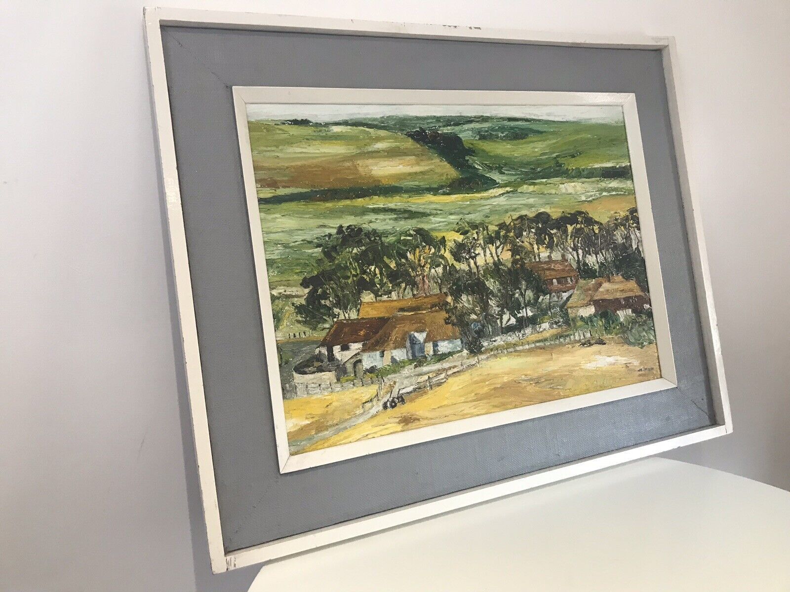 Modern Art Farmstead Landscape Original Signed V R Major Oil Painting photo vinterior