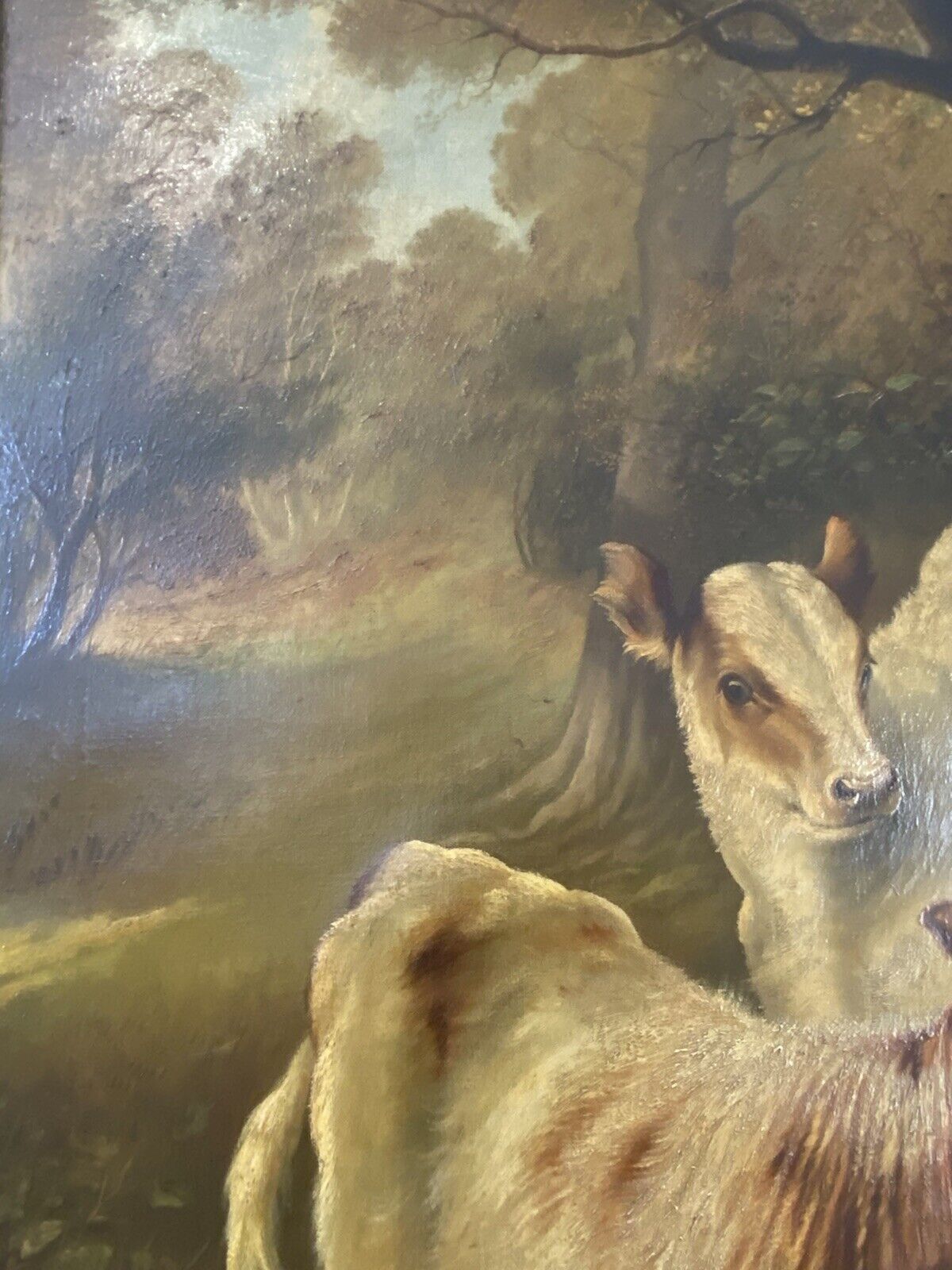 photo furniture Fine Quality A H Milton Drinkwater Calves In Landscape Oil Painting Dated 1901