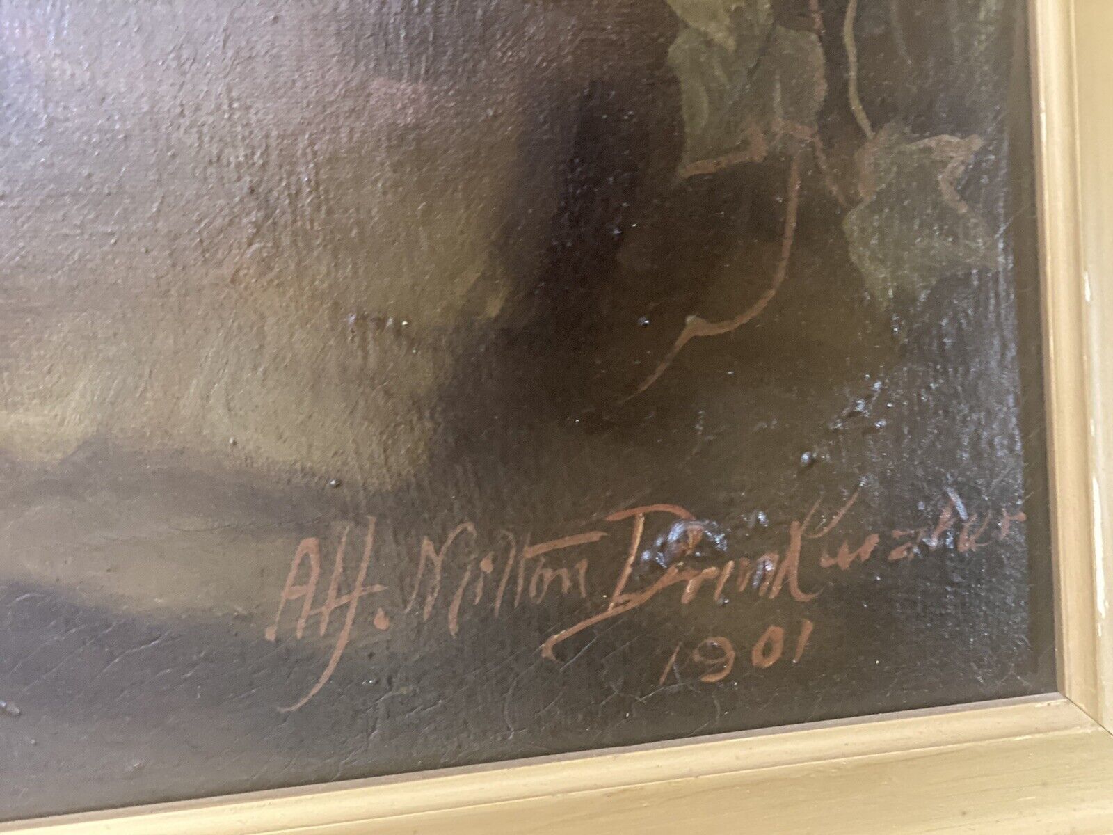 5425.0 Fine Quality A H Milton Drinkwater Calves In Landscape Oil Painting Dated 1901 photo