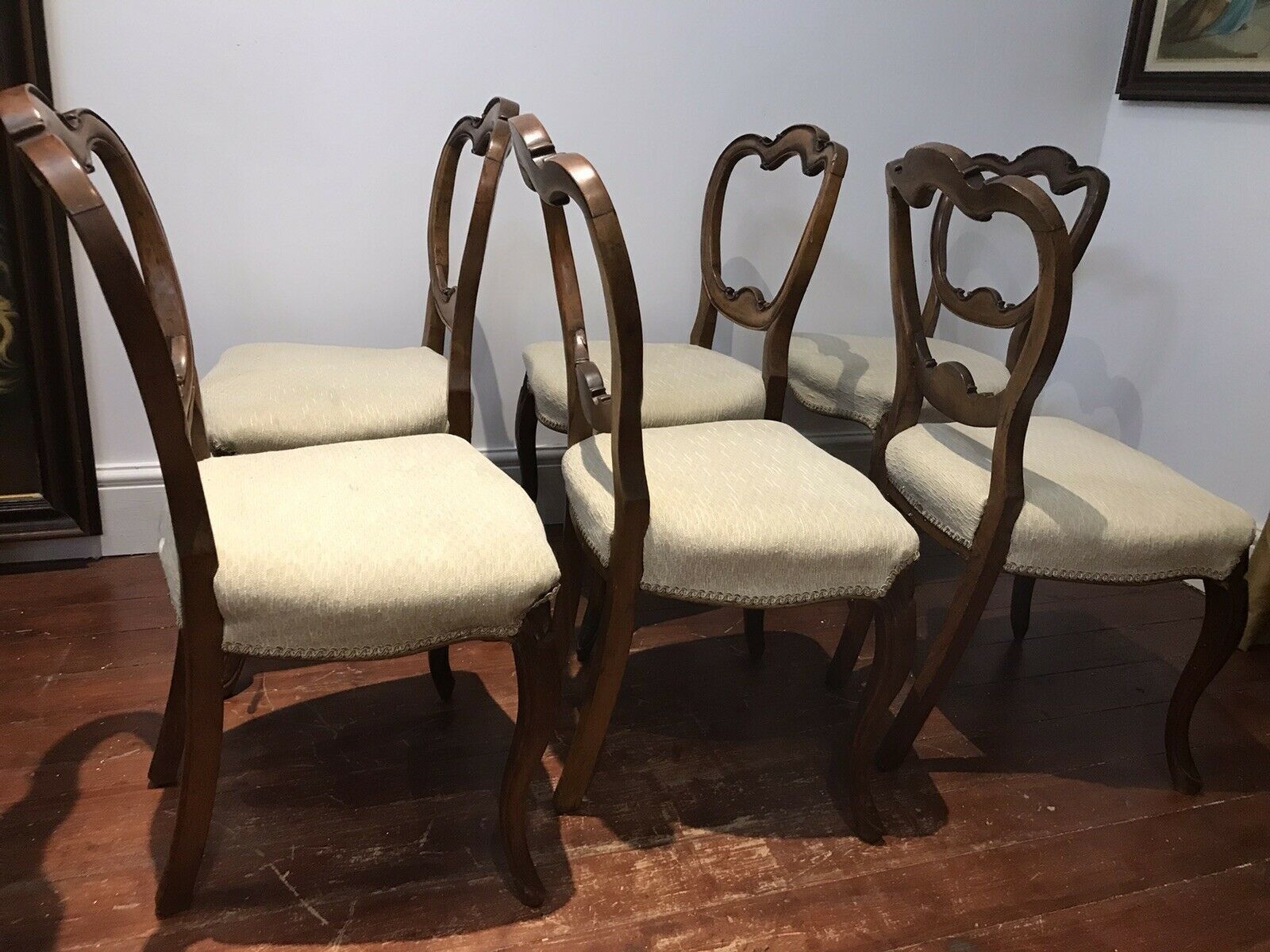 Fine Antique Set Of 6 Walnut Victorian Balloon Back Dining Chairs C1865 photo Furniture