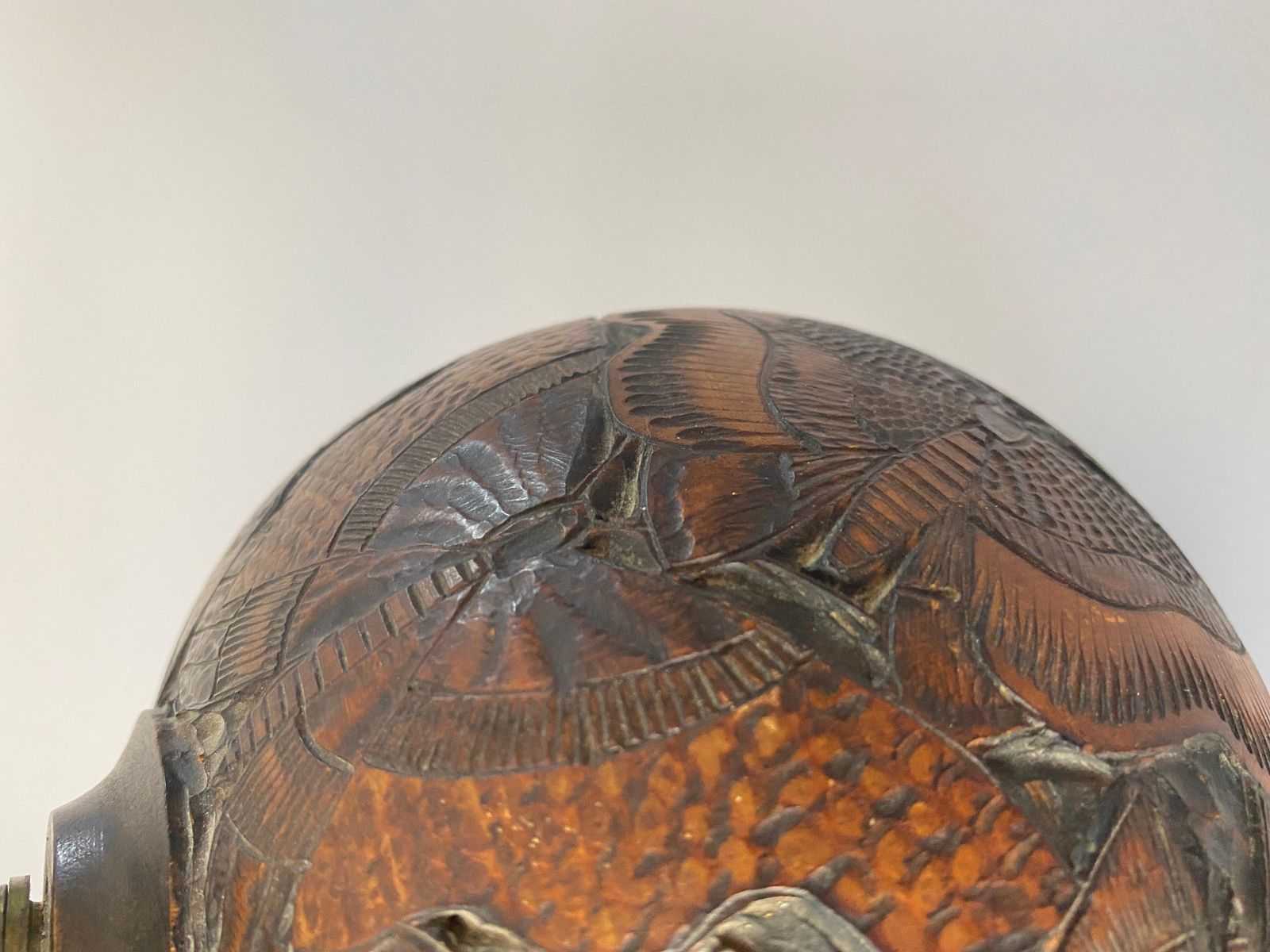 Wood Chinese Table Lamp, With Hand Carved Butterfly Decoration Pa, China 1880 photo Lighting