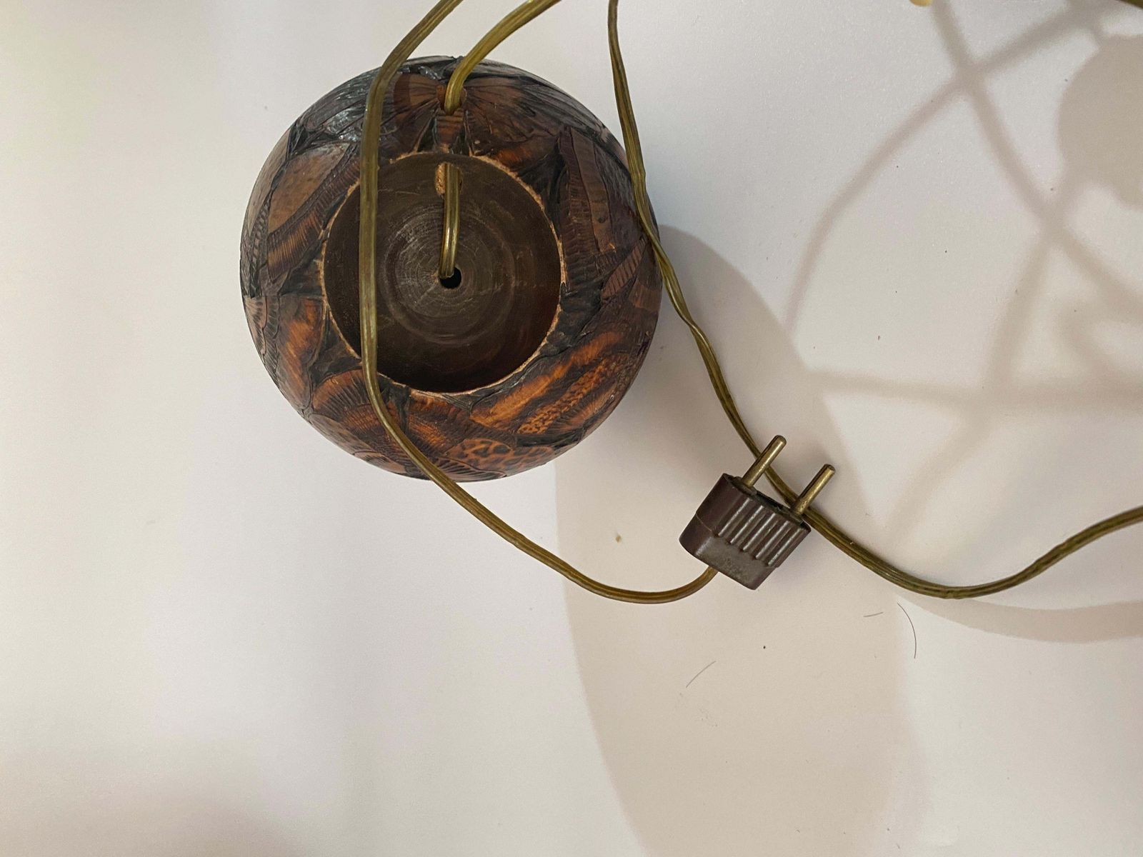 photo furniture Wood Chinese Table Lamp, With Hand Carved Butterfly Decoration Pa, China 1880