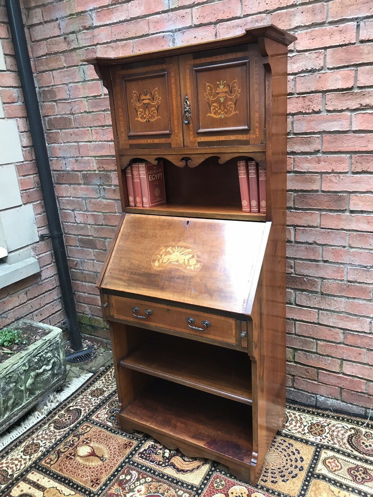 Fine Red Walnut Arts And Crafts Secretaire Bookcase photo furniture