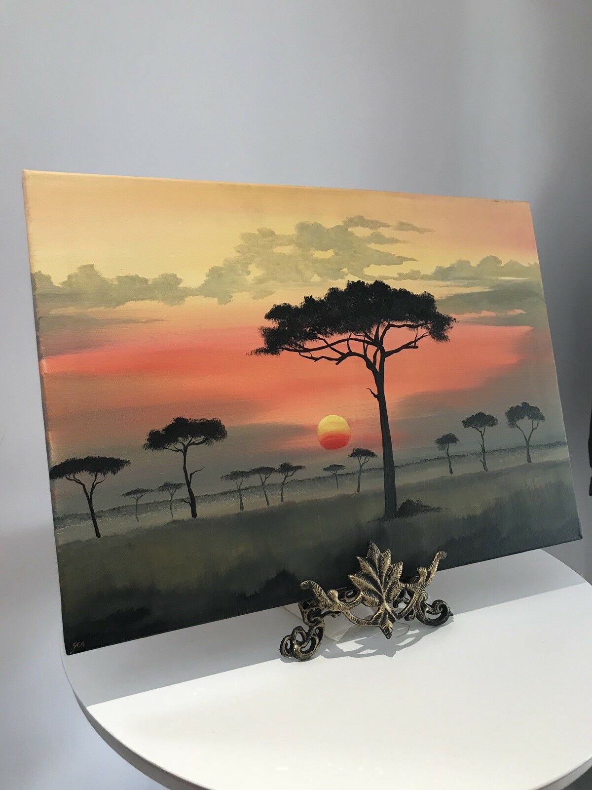 Original Oil Painting On Canvas Rare Aboriginal Australia photo vintage