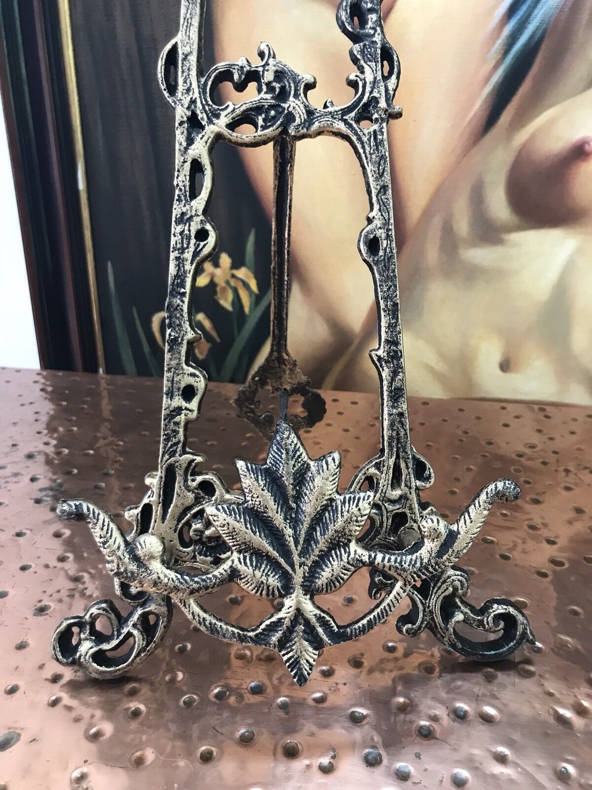 Pair Of Ornate Antique Cast Iron Painting Easels photo vinterior