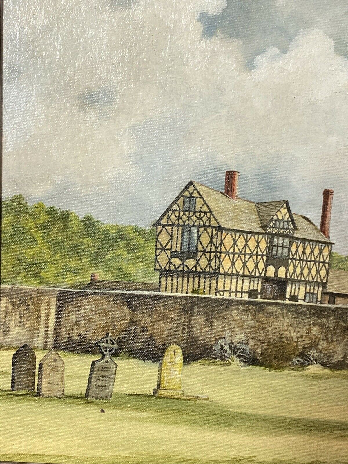 photo furniture Historical 20thc Oil Painting Of Stokesay Castle Shropshire By Artist R Price