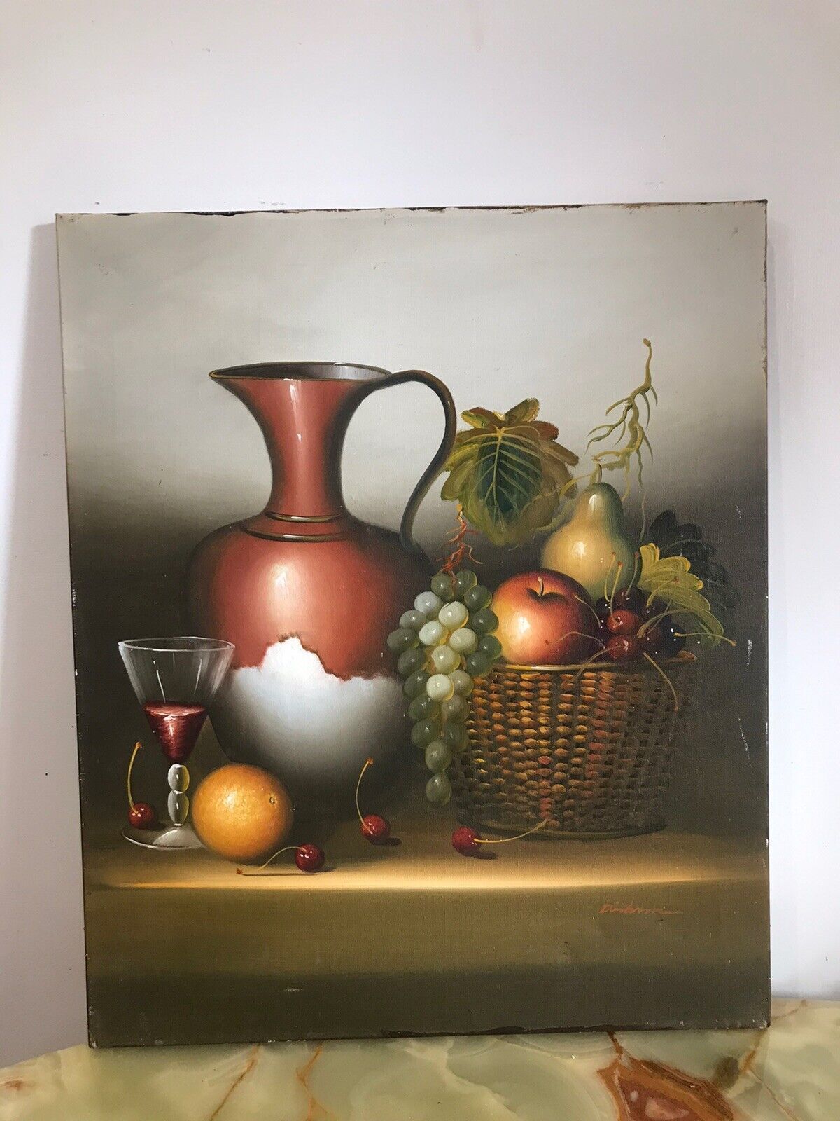 Original Work Of Art Contemporary Dutch Still Life Painting On Canvas Signed photo furniture