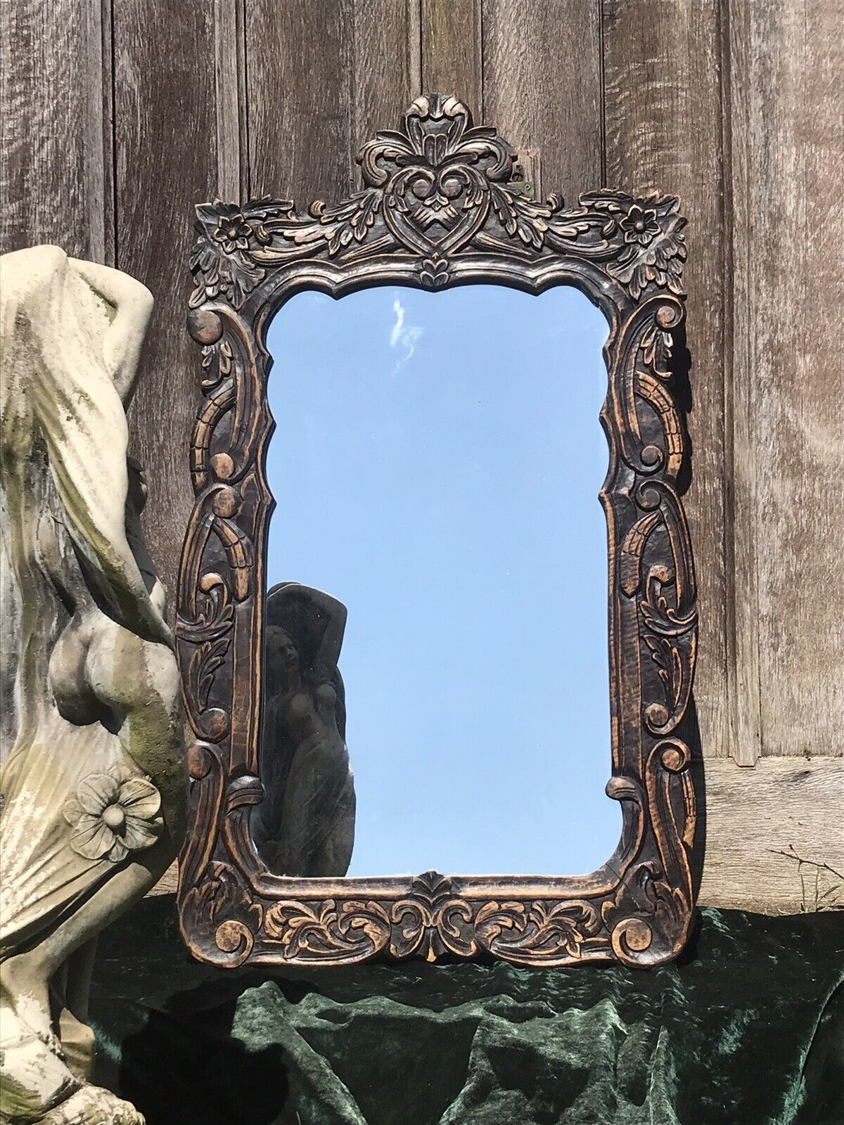 Beautiful Ornate Floral Hand Carved 19th Century Jacobean Pier Glass Mirror photo Home Decor