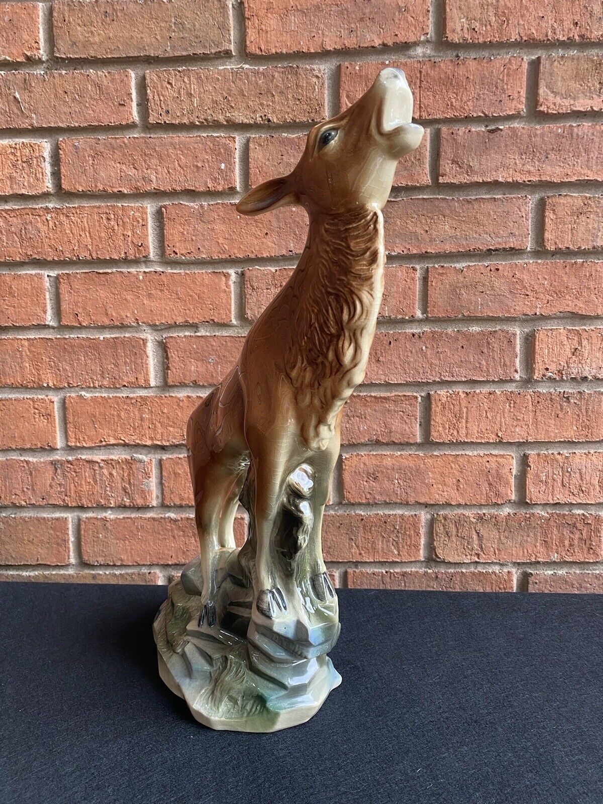 Rare Art Deco Lustreware Large Deer Figurine Byjema Holland Foundry Mould No25 photo for sale