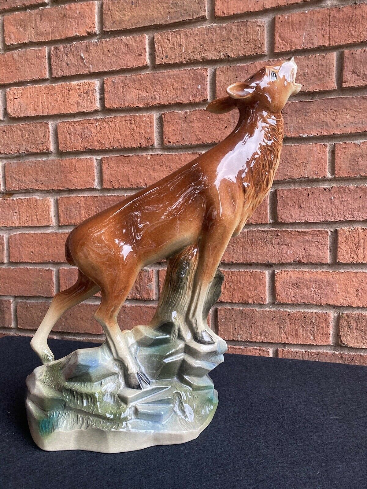Rare Art Deco Lustreware Large Deer Figurine Byjema Holland Foundry Mould No25 photo 285.0