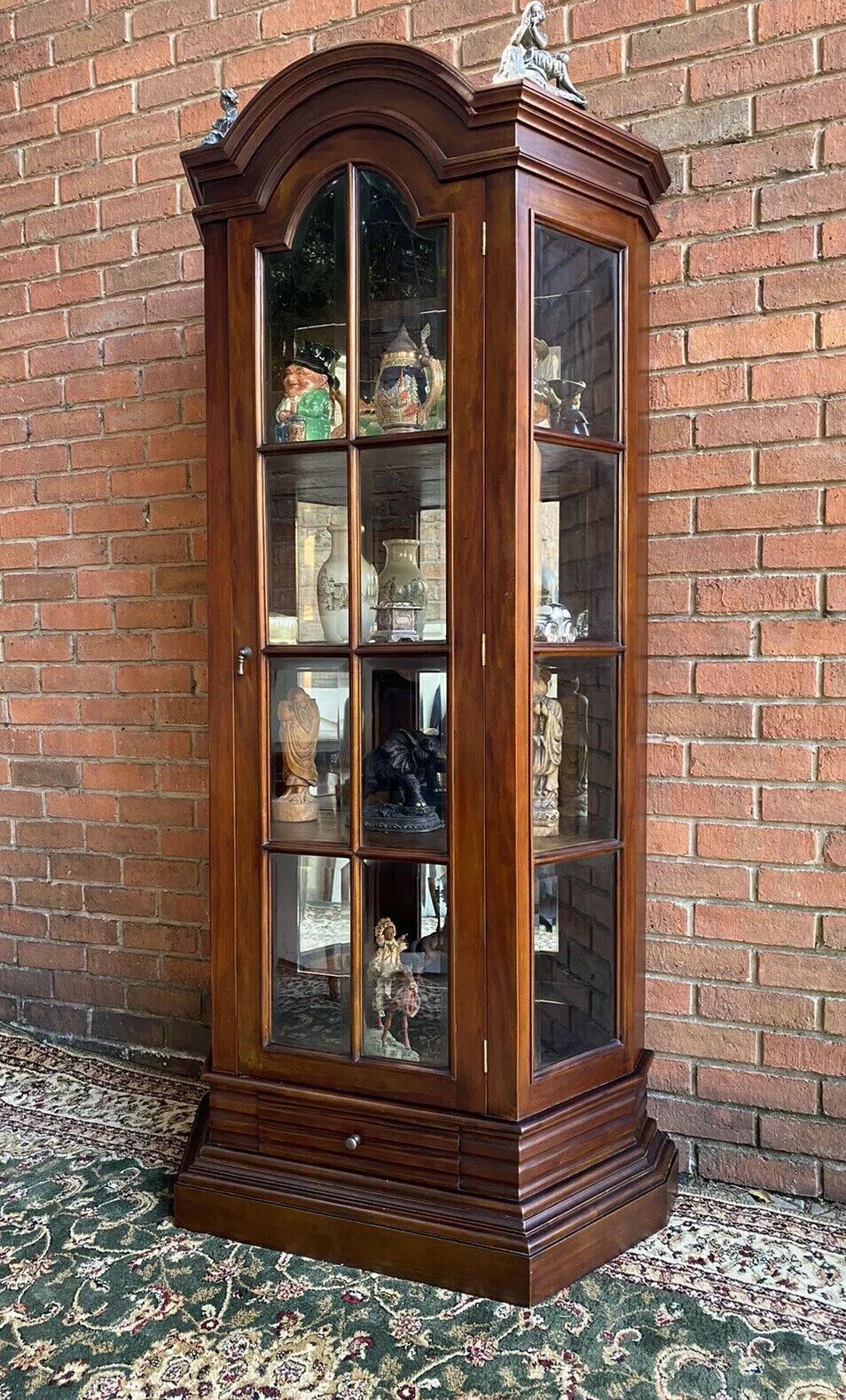 Fine Georgian Style Berger Master Tall Curved Display Cabinet In Solid Elm Wood photo for sale