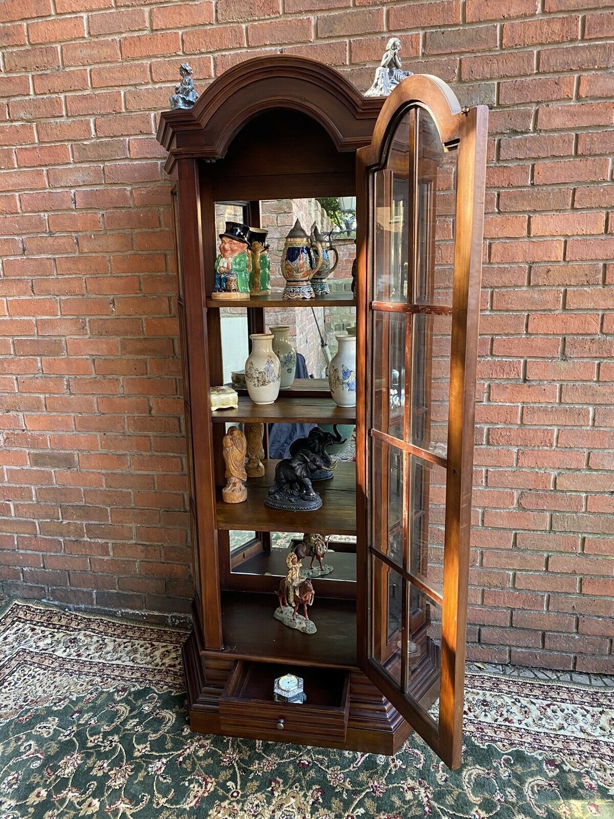 Fine Georgian Style Berger Master Tall Curved Display Cabinet In Solid Elm Wood photo 795.0