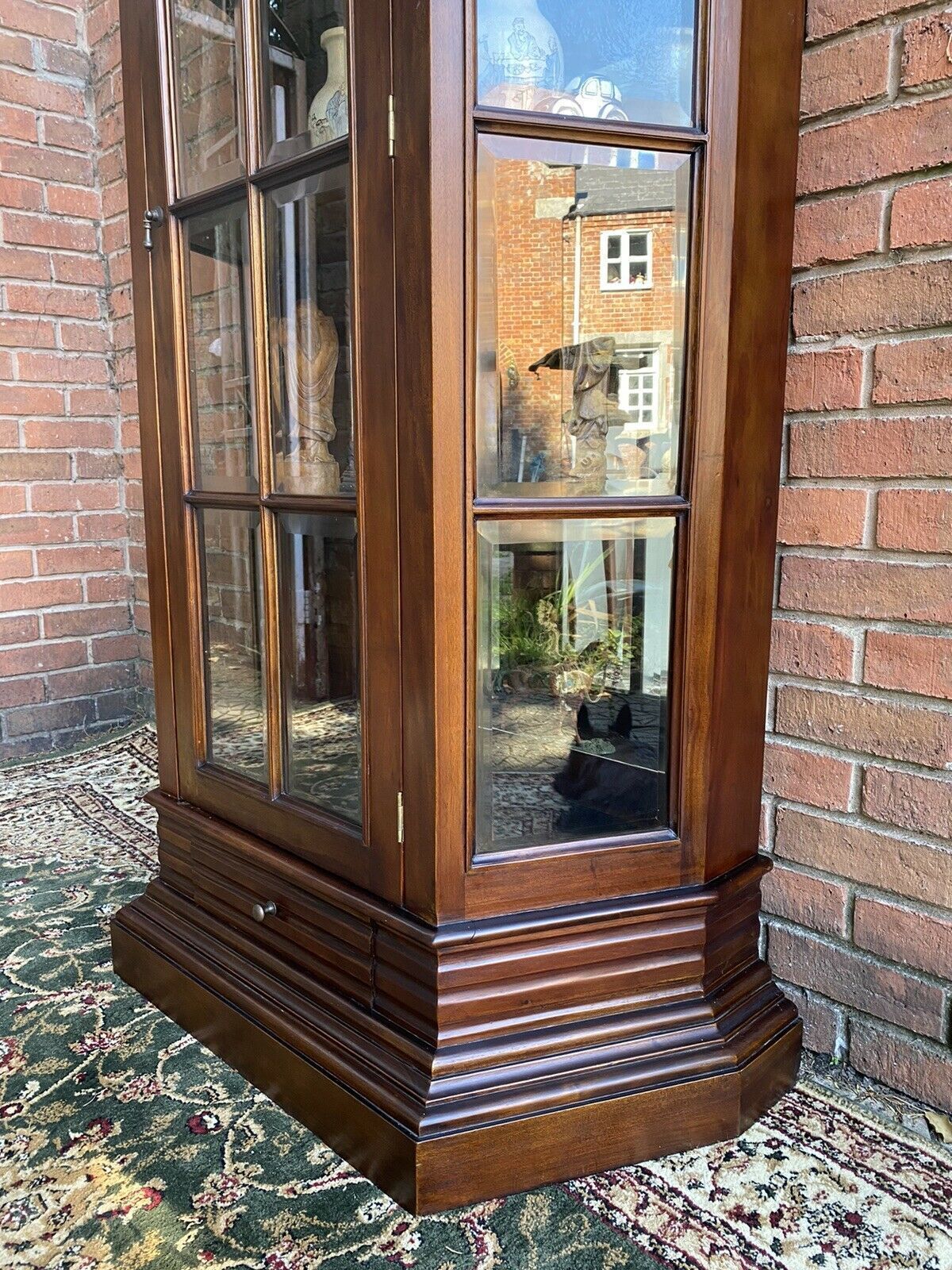photo for sale Fine Georgian Style Berger Master Tall Curved Display Cabinet In Solid Elm Wood