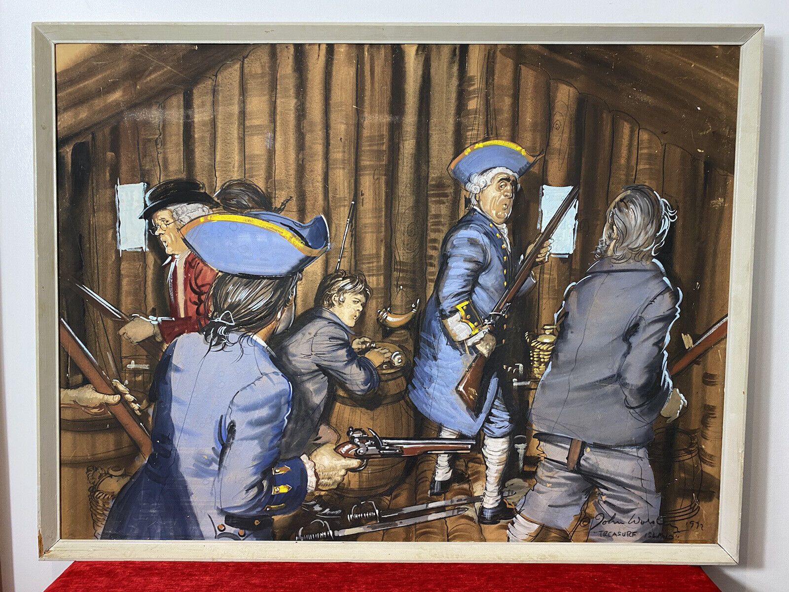 British Artist John Worsley Large Pastle Artwork Title 'Treasure Island' 1972