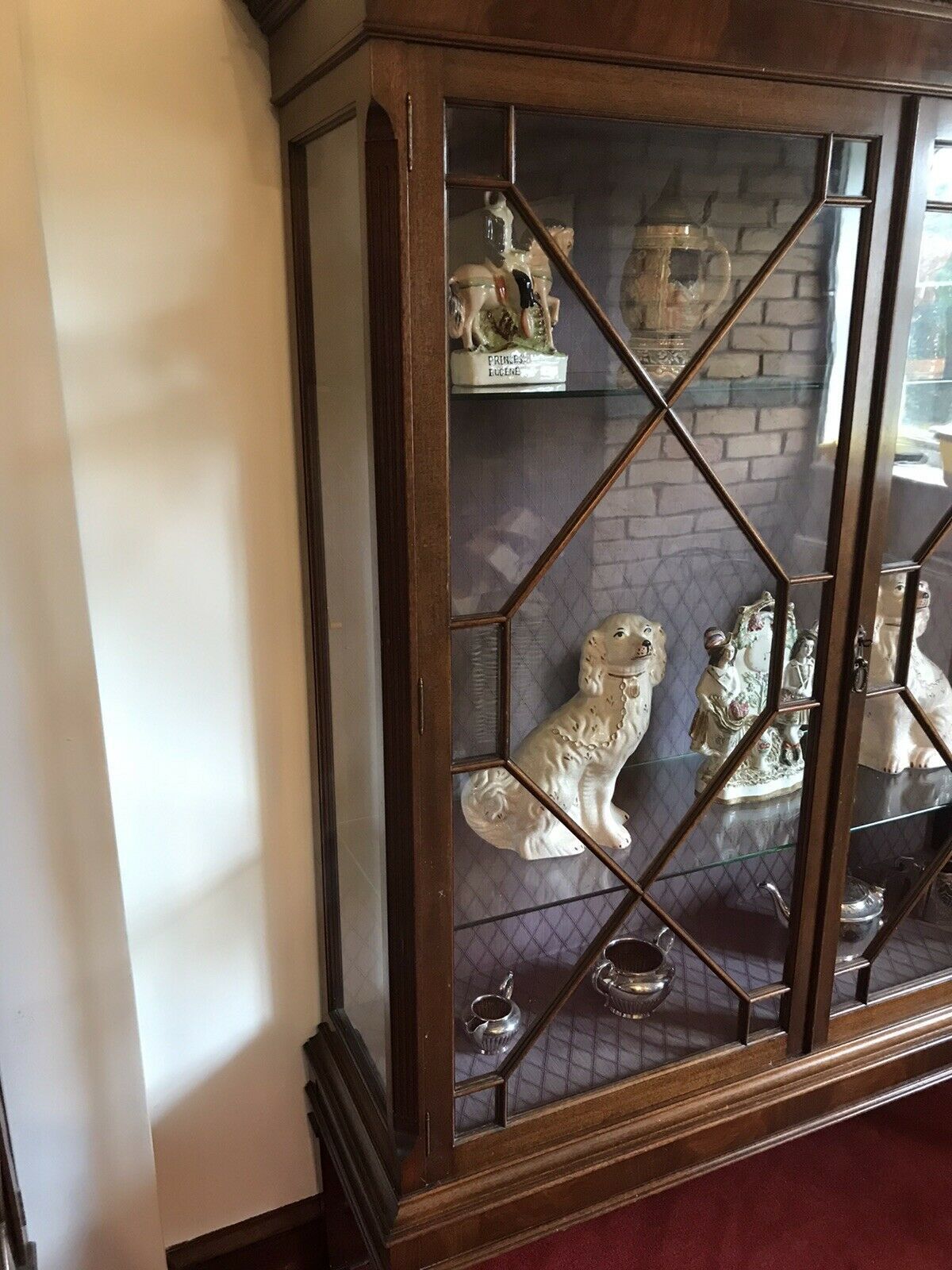 photo furniture Tall Antique Georgian Chippendale Style Display Cabinet With Chamfered Legs