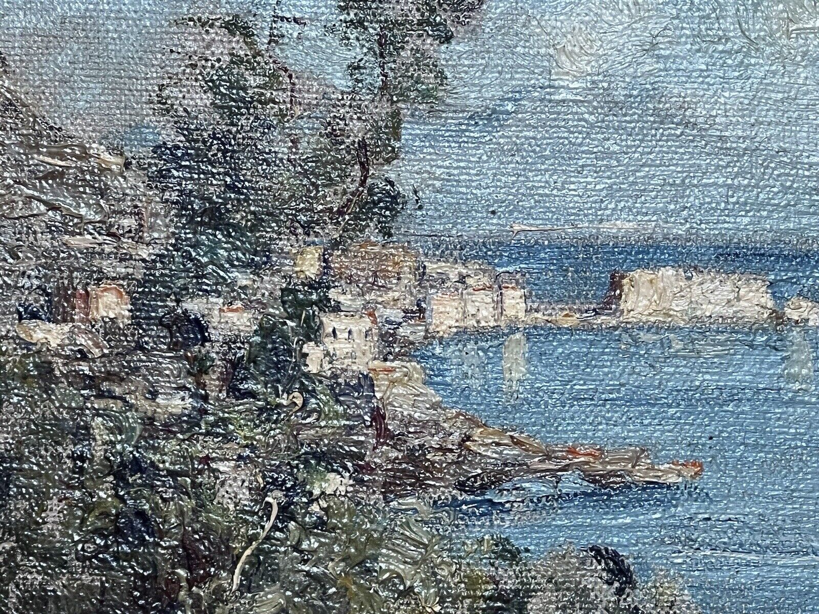 Fine Art Oil Painting Of Portuguese Coastal View Attributed To Edward Seago photo vintage