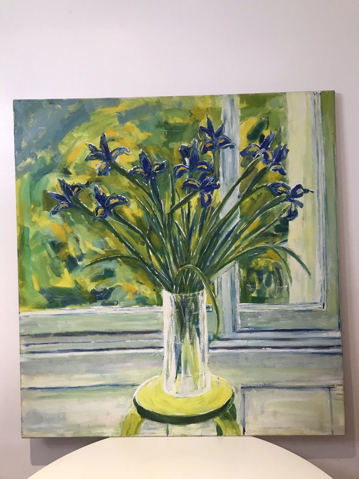 Modern Art Oil On Canvas Vase Of Dutch Iris photo furniture