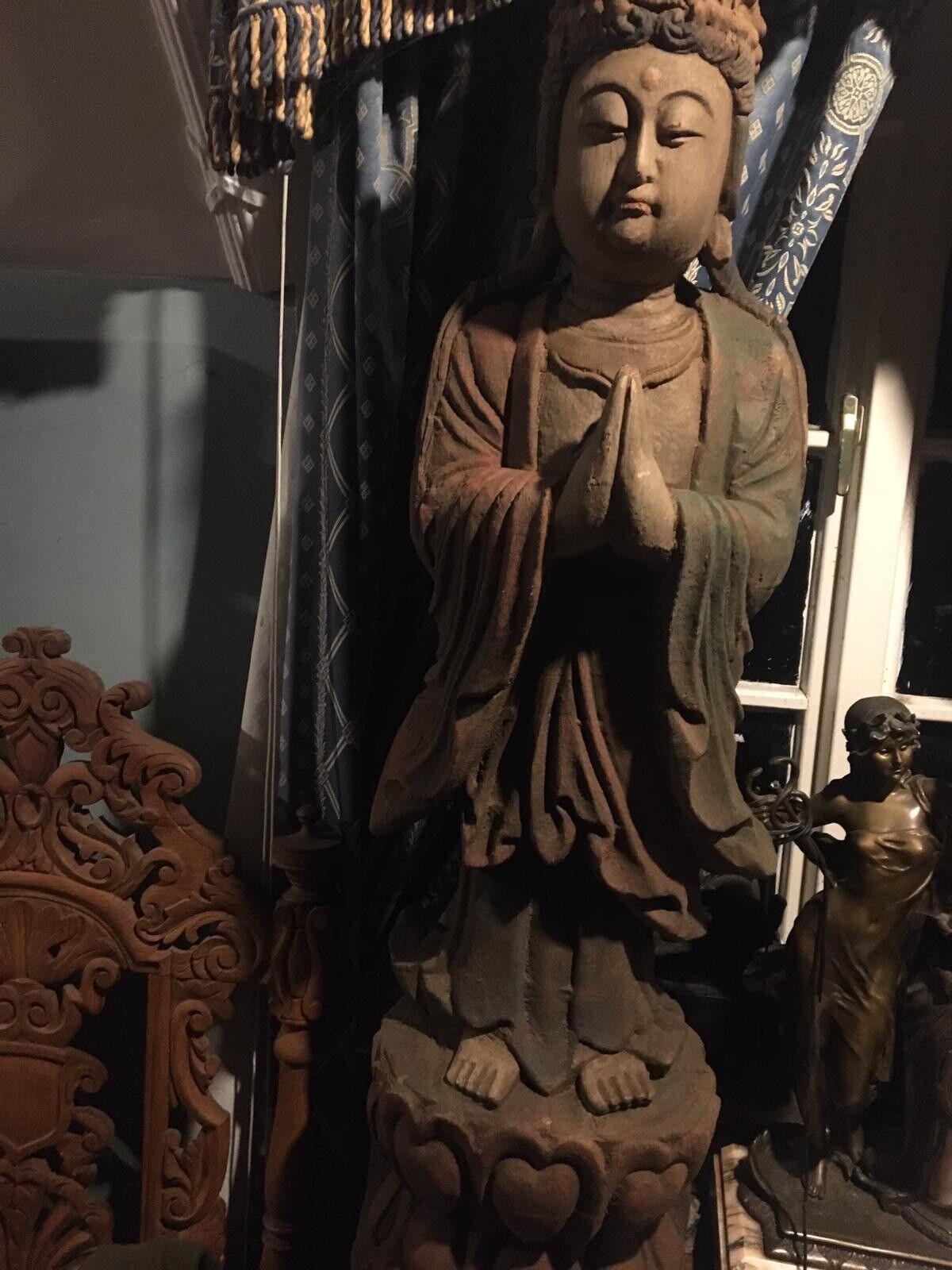 Large Oriental Carved Statue Of A Goddess From The Orient photo furniture