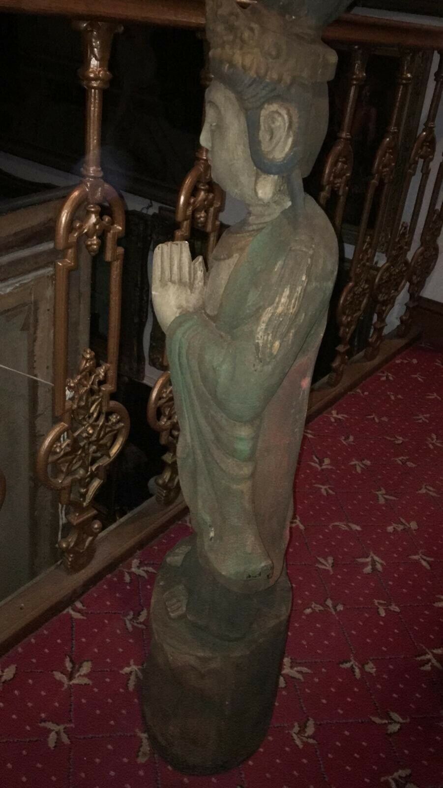 Large Oriental Carved Statue Of A Goddess From The Orient photo for sale
