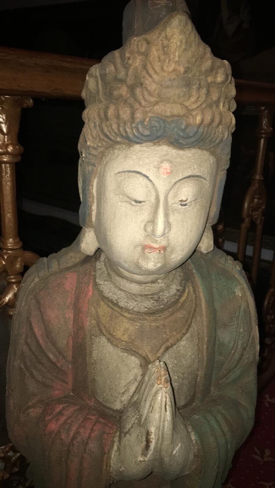 Large Oriental Carved Statue Of A Goddess From The Orient photo vinterior
