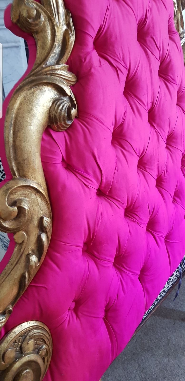 A Pair Of Antique French Giltwood Padded Headboards, Louis XV, Baroque Headboard. photo vintage