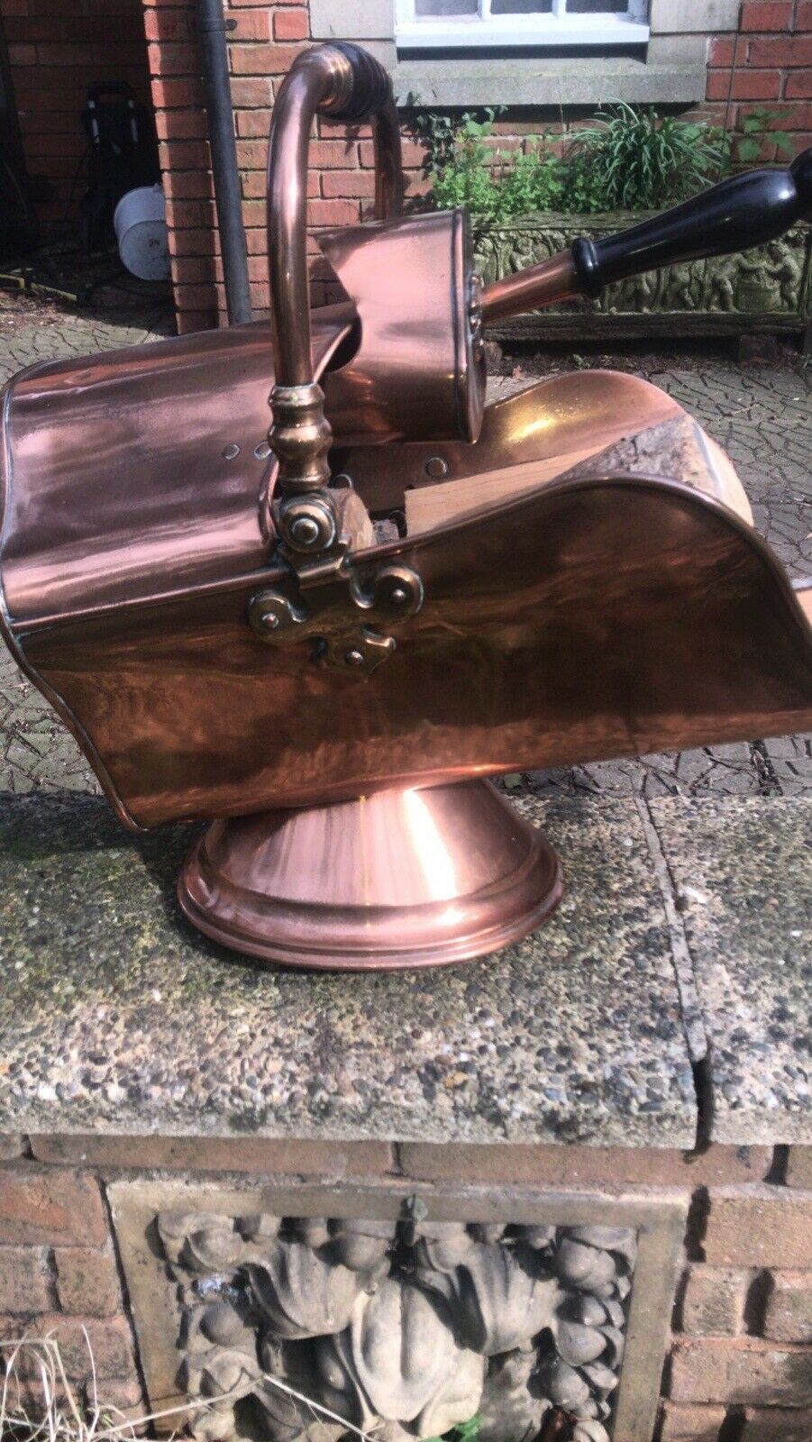 Fine Period 1820 Georgian Helmet Coal Scuttle With Original Coat Shovel photo furniture