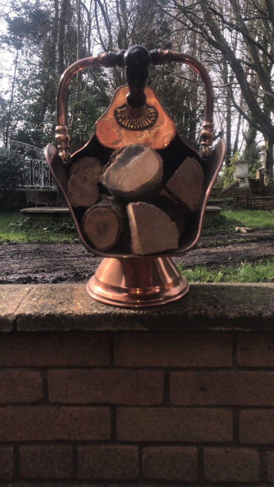 photo furniture Fine Period 1820 Georgian Helmet Coal Scuttle With Original Coat Shovel
