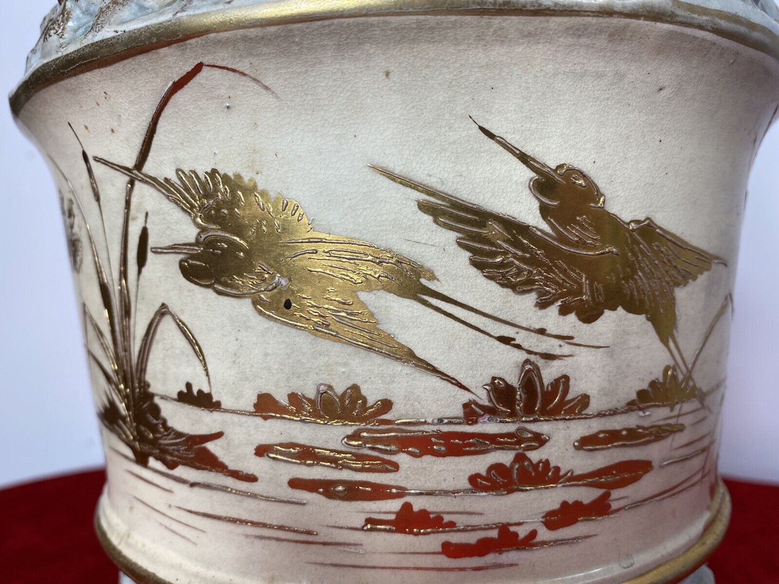 photo furniture French Antique Classical Wine Ewer Decorated With Gilt Mural Of Herons